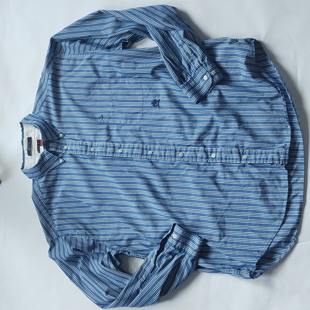 Tommy Hilfiger blue and white button up dress shirt xxl